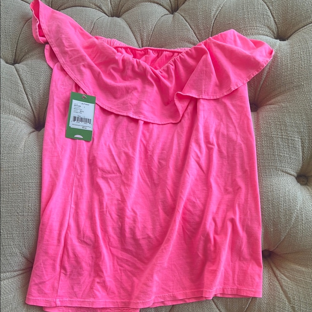 Lilly Pulitzer Pink Asymmetrical Ruffled Tank Top